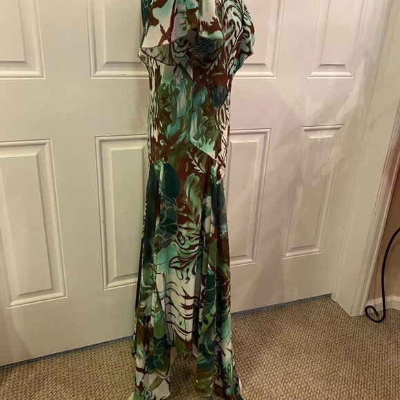 Robbie Bee Vintage Y2K 90’s Teal Paisley Fit & Flare Flowy Dress Size 16 - Picture 4 of 13
